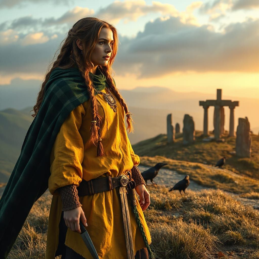 Celtic Warrior Queen on Windswept Hill