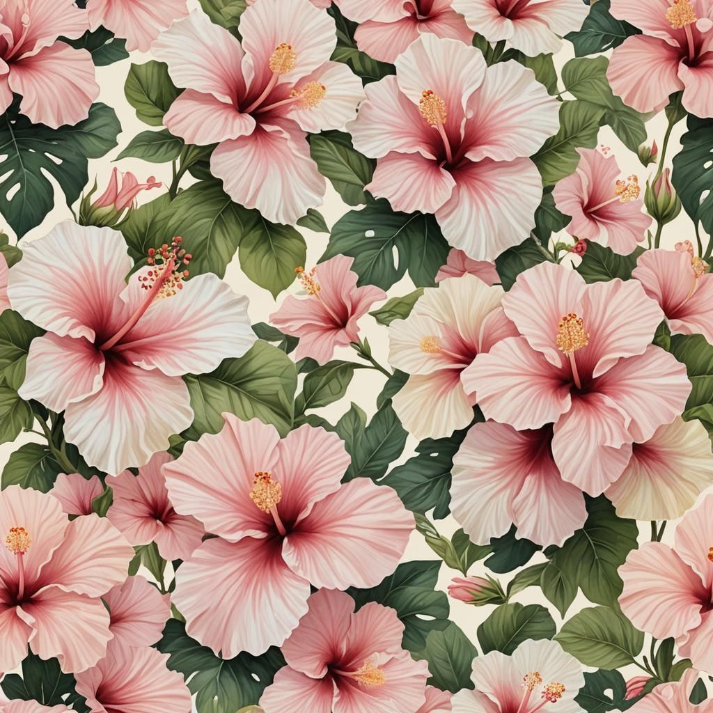Pink Hibiscus Blooms in Dreamy Minimalist Style