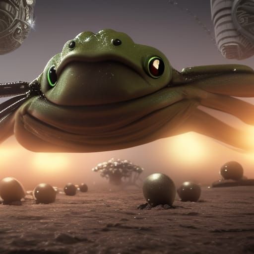 Cyclops Mutant Frog Army on Venus in Sci-Fi Style