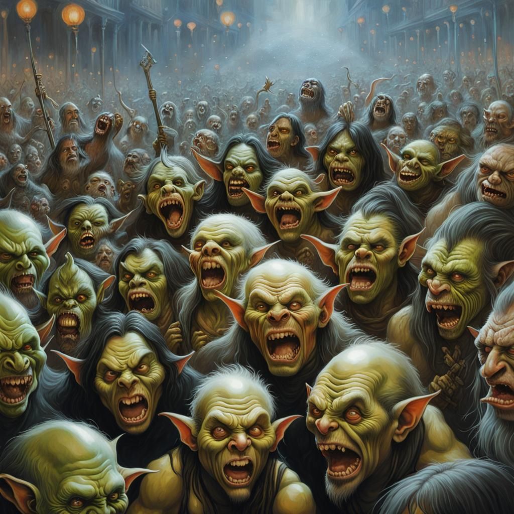 Miniature Goblin and Orc Crowd at Death Metal Concert