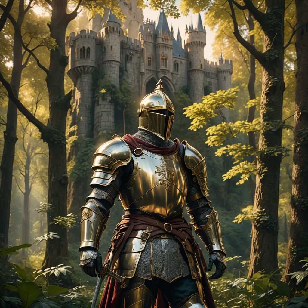Heroic Knight in Forest: Mannerist Digital Painting