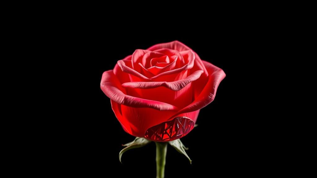 Majestic Rock Crystal Rose in Cinematic Hyper-Realism