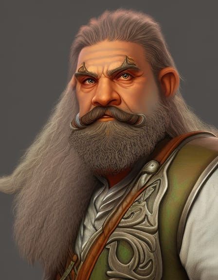 Detailed Halfling Portrait with Overalls and Handlebar Musta...