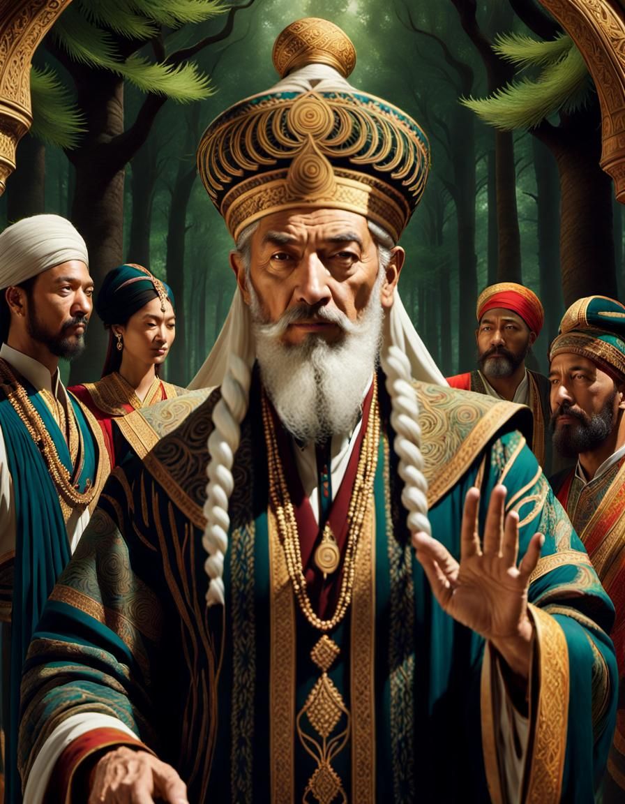 Mystical Mage Walks Ancient Forest Path