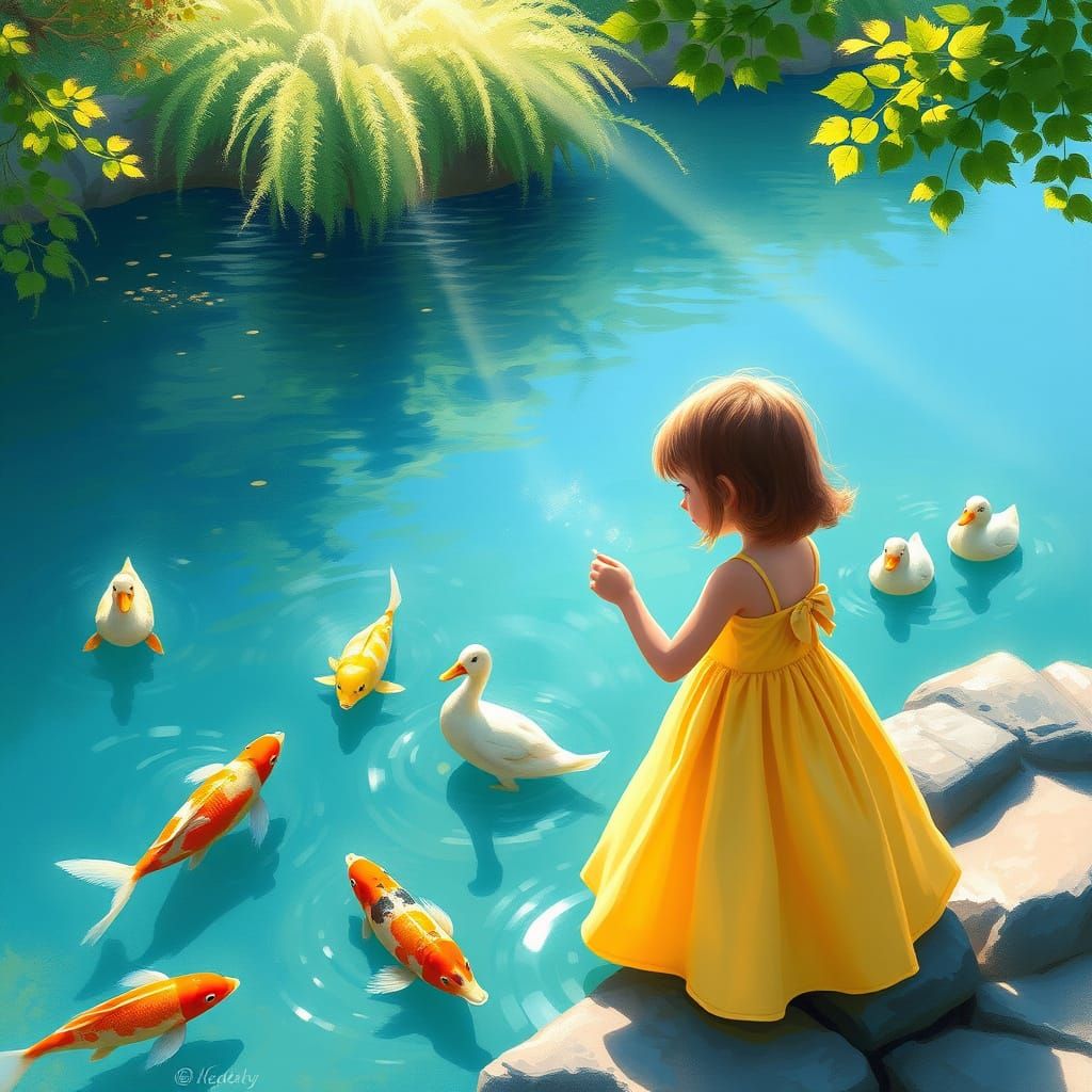 Whimsical Nature Scene in Impressionist Style