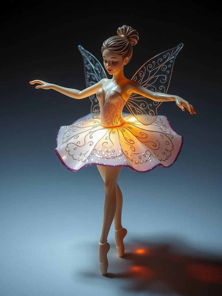 Enameled Glass Ballet Dancer Figurine in Art Nouveau Style