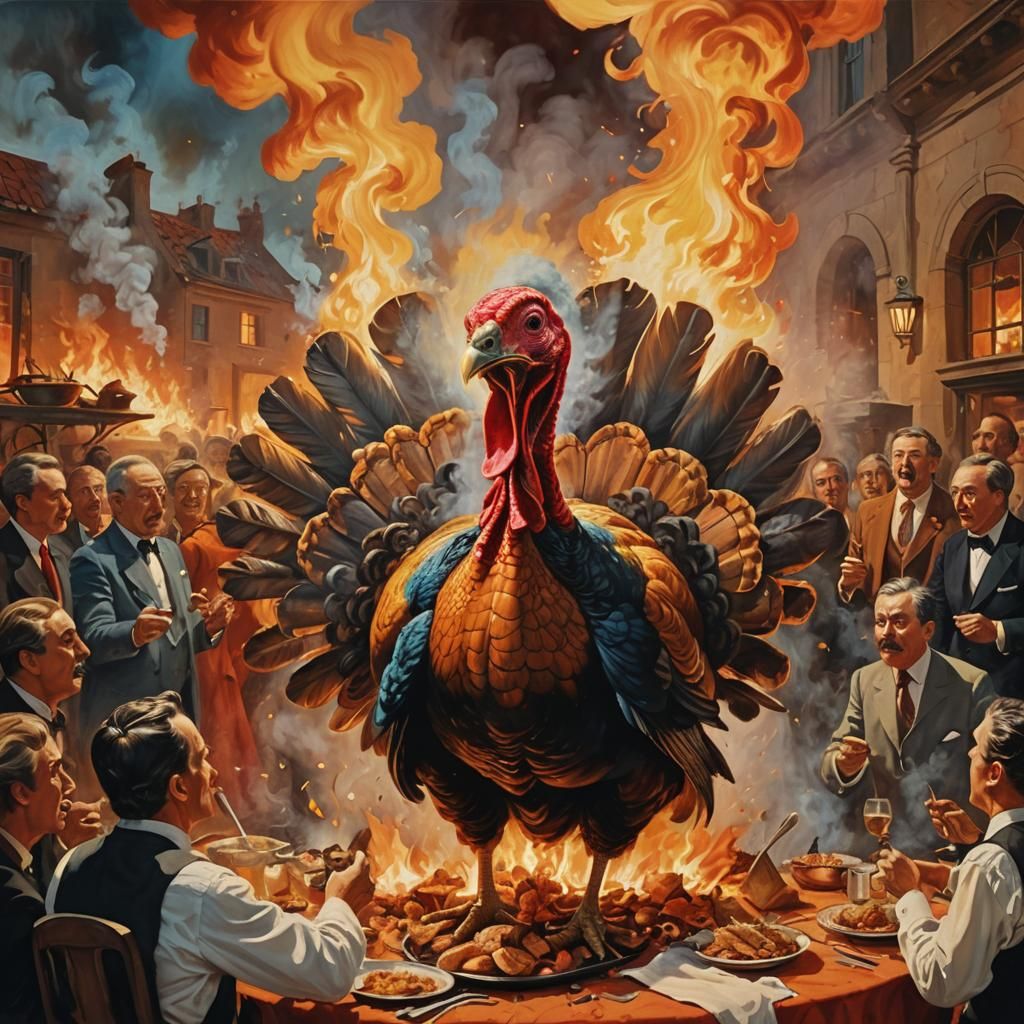 Surrealist Turkey Inferno: A Culinary Catastrophe
