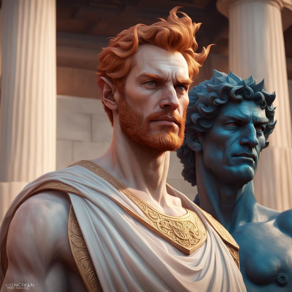 Ancient Greek Man with Hades Statue