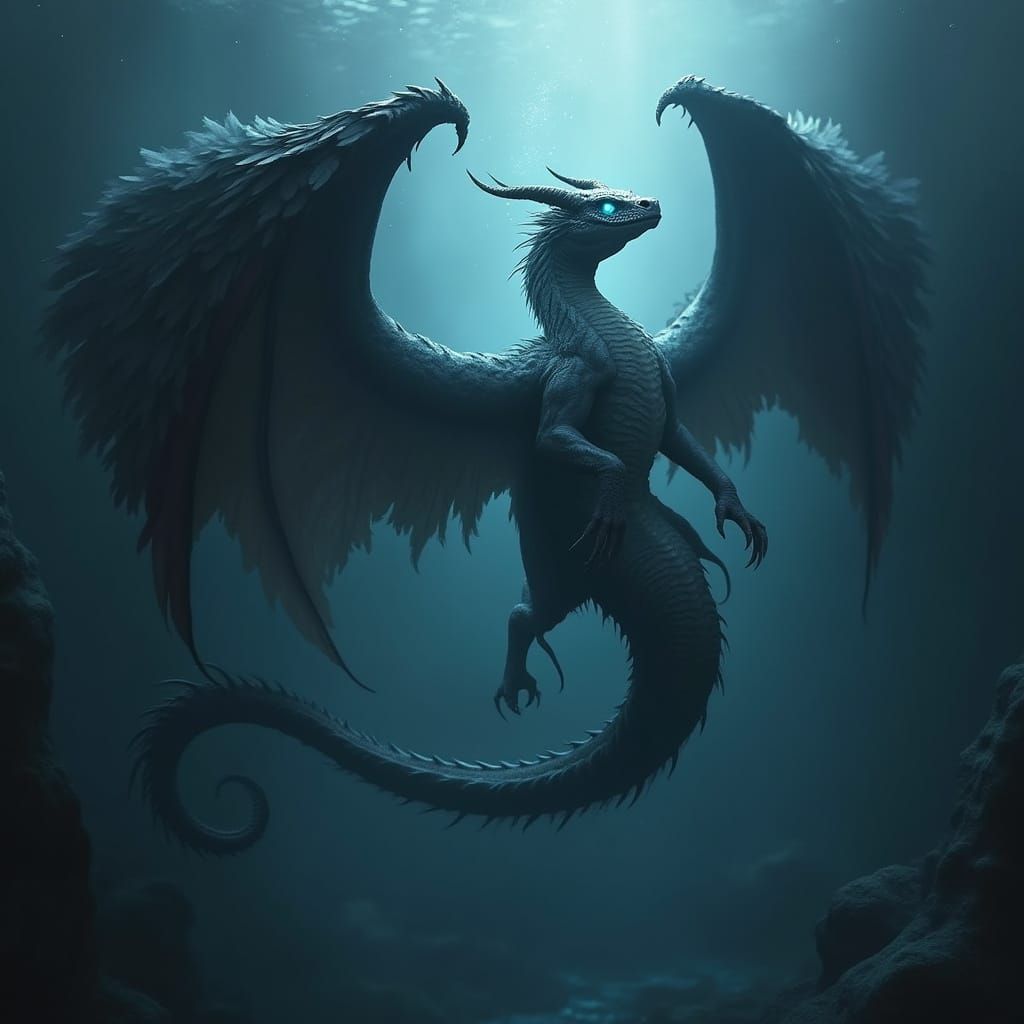 Demonic Sea Serpent in Dark Fantasy Style