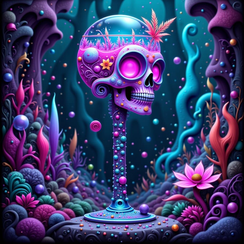 Crystal Skeleton Cocktail in Glowing Forest