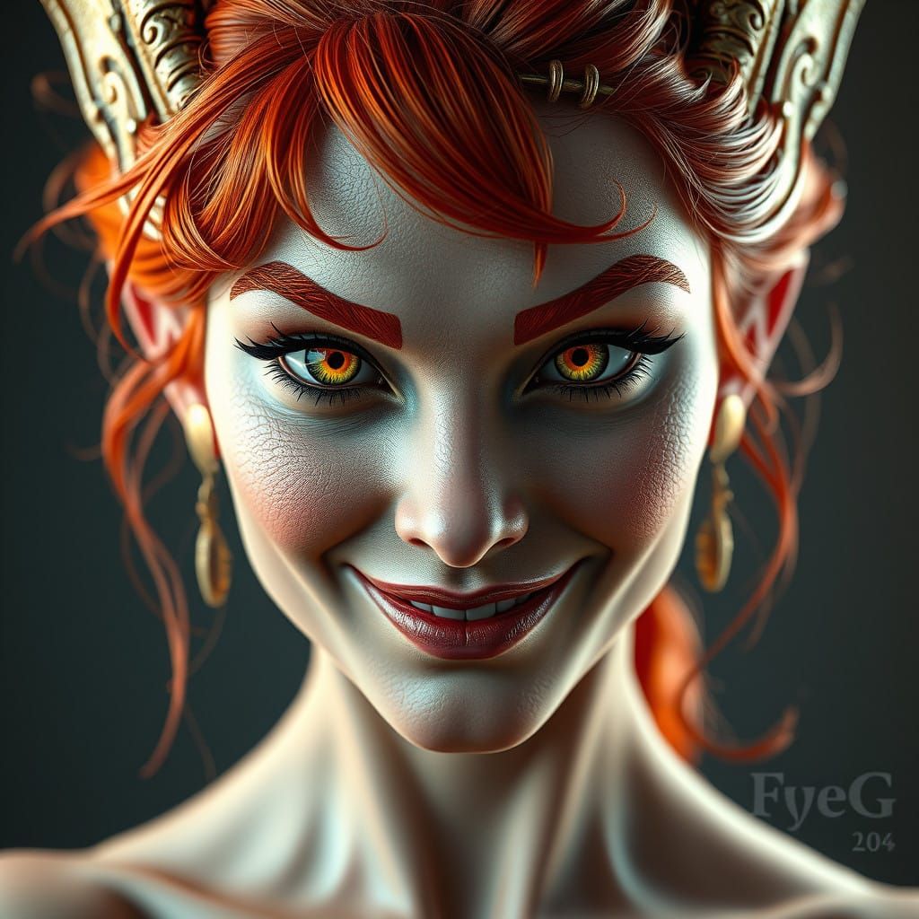 Sassy Pixie Dragon Goddess in Dramatic Art Nouveau Style