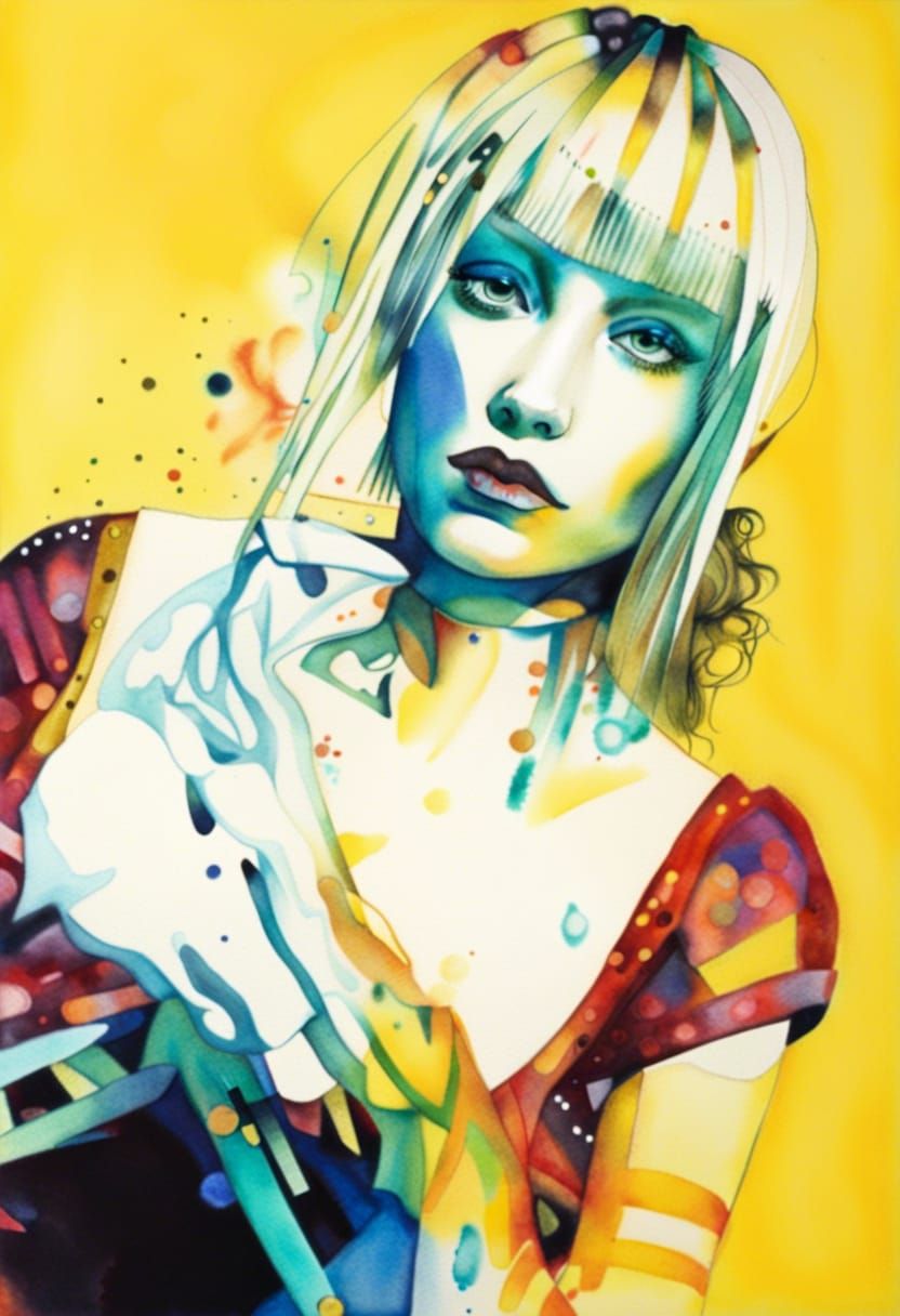 Psychedelic Woman in Dadaist, Neo-Primitivism Style