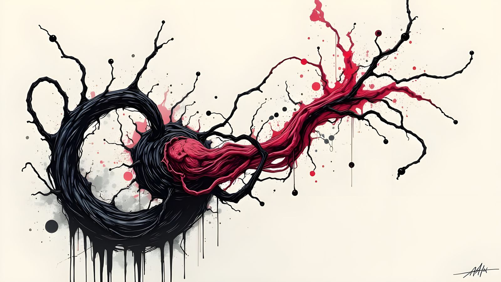 Alien Embryo Technical Drawing on Textured Canvas