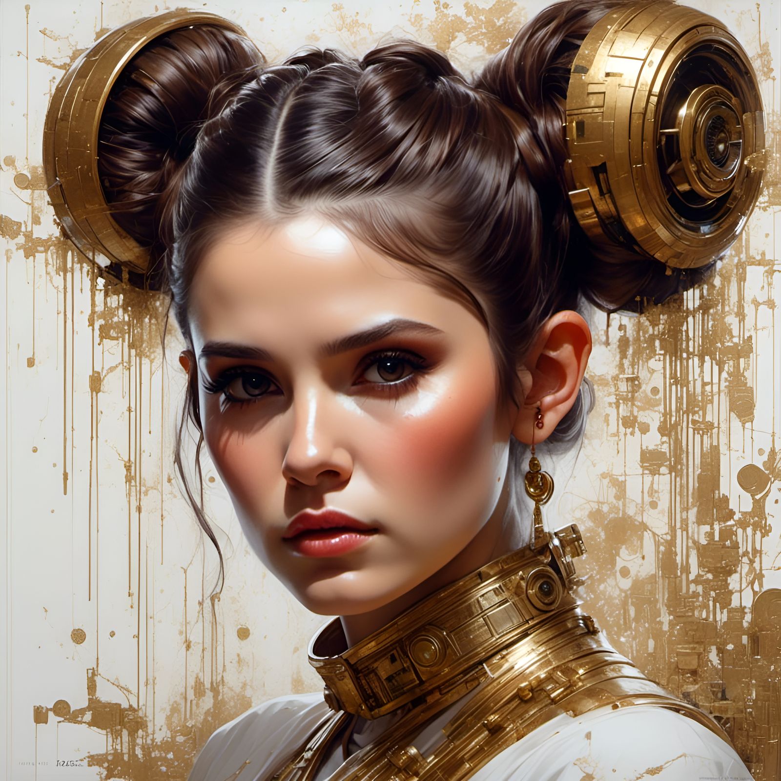 Princess Leia Portrait with Steel Hairbuns
