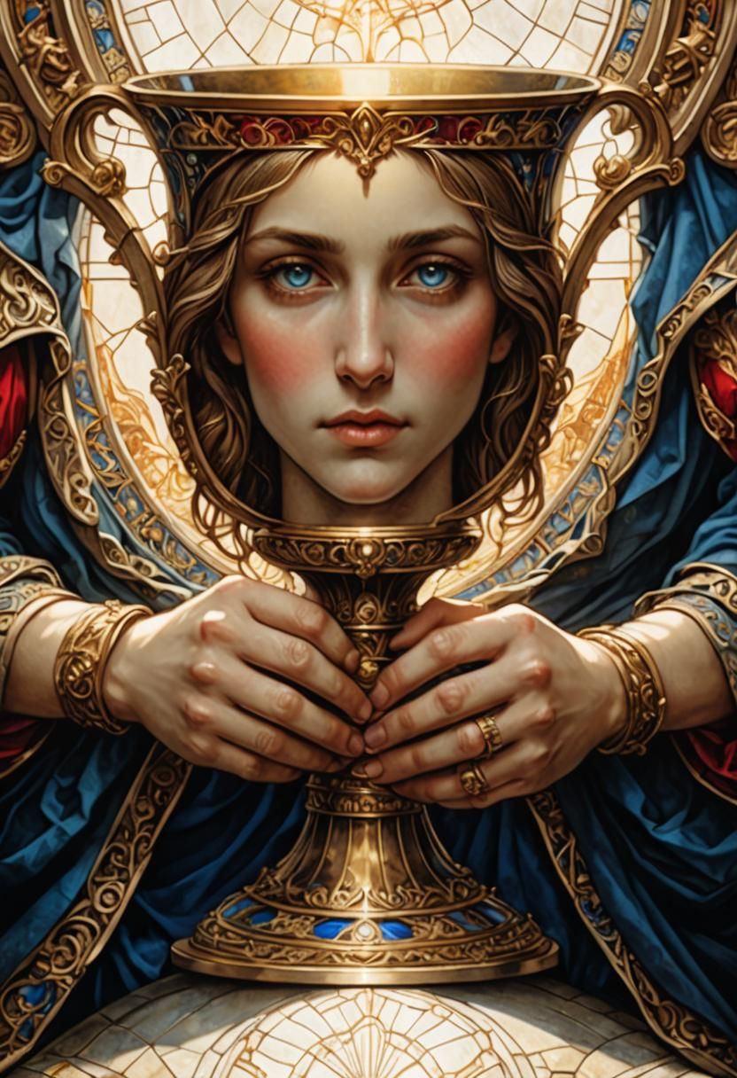 Stained Glass Cups in Gustave Dore Etching Style