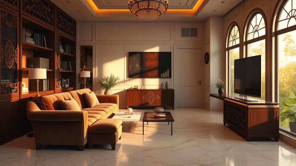 Luxurious Coffee Lounge in Elegant Earth Tones