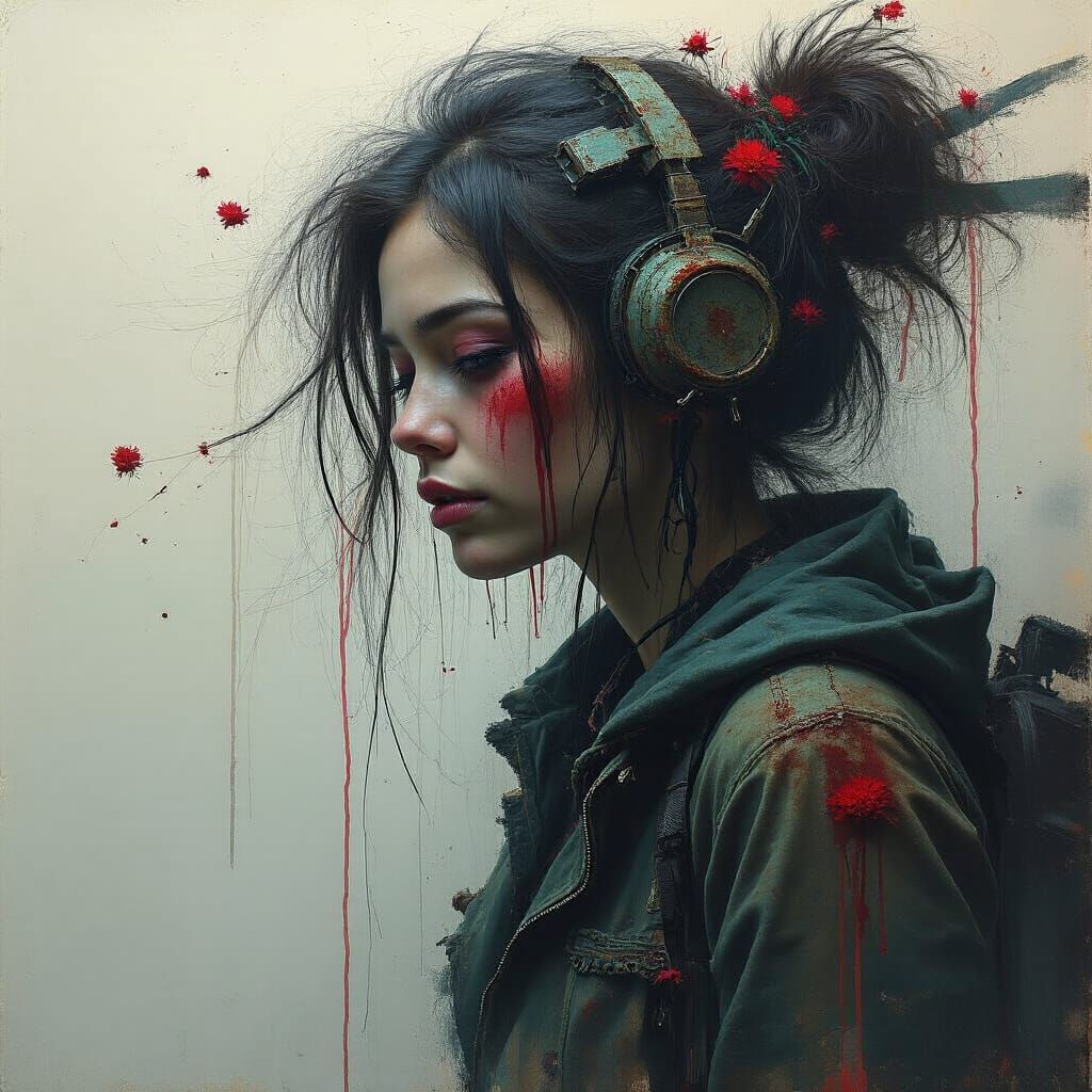 Grimdark Warrior in Dynamic Ink Style