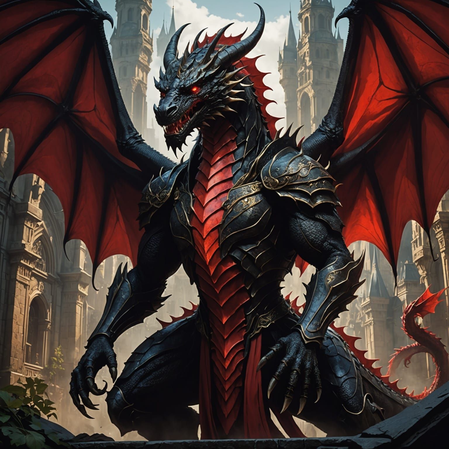 Intricate Dragon Recruitment Art in Dark Fantasy Style