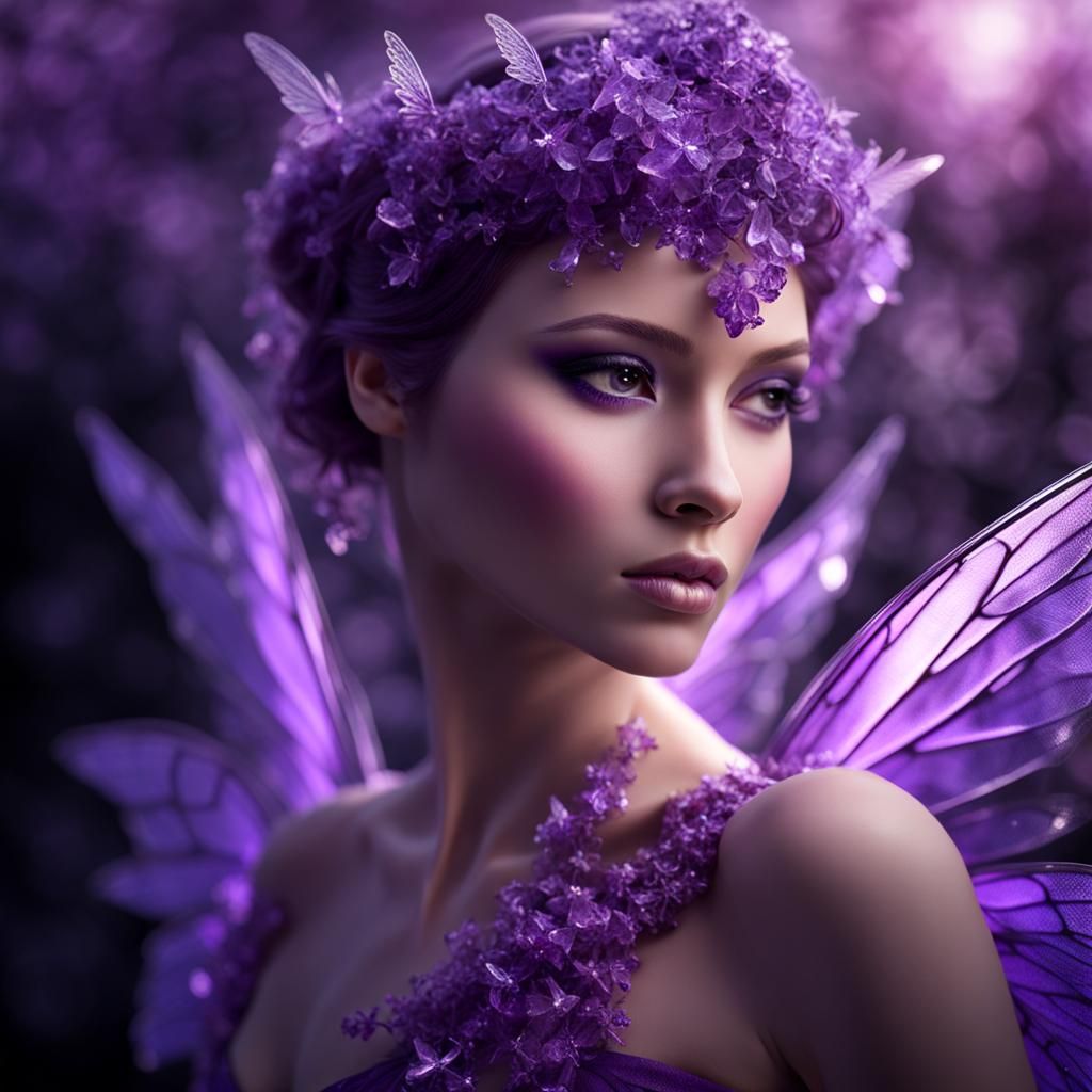 Ethereal Amethyst Faerie in Crystal Cave