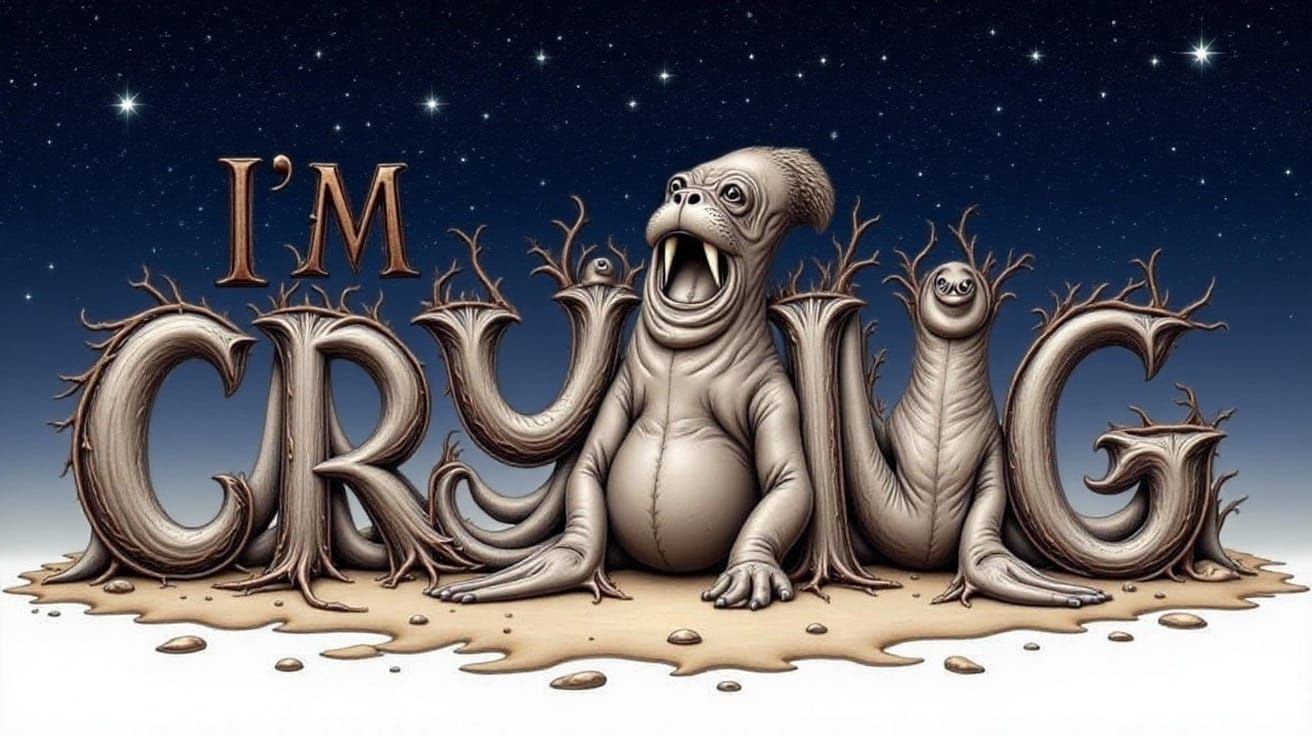 Walrus Illustration Featuring 'I'M CRYING' Text