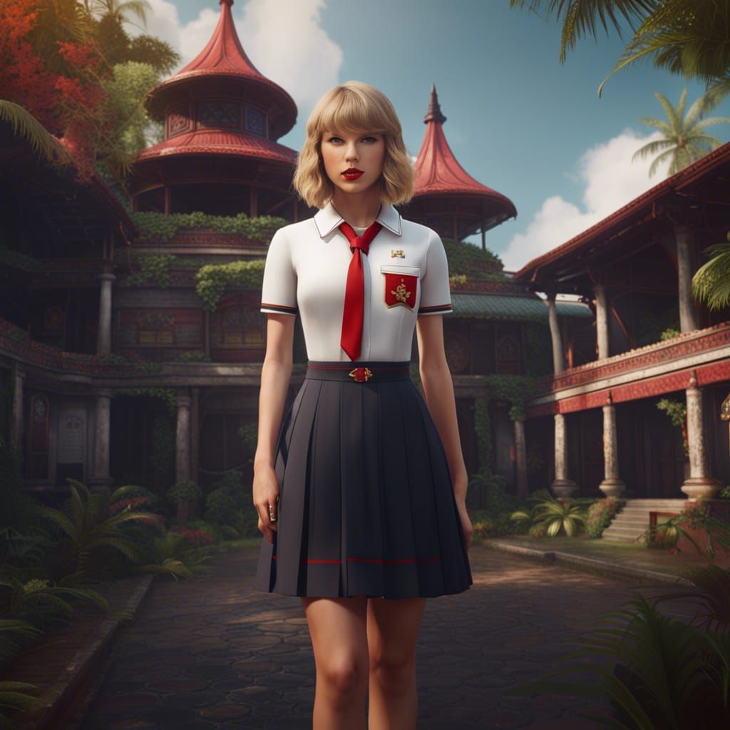 Taylor Swift in Indonesian SMA Uniform, Detailed Matte Paint...