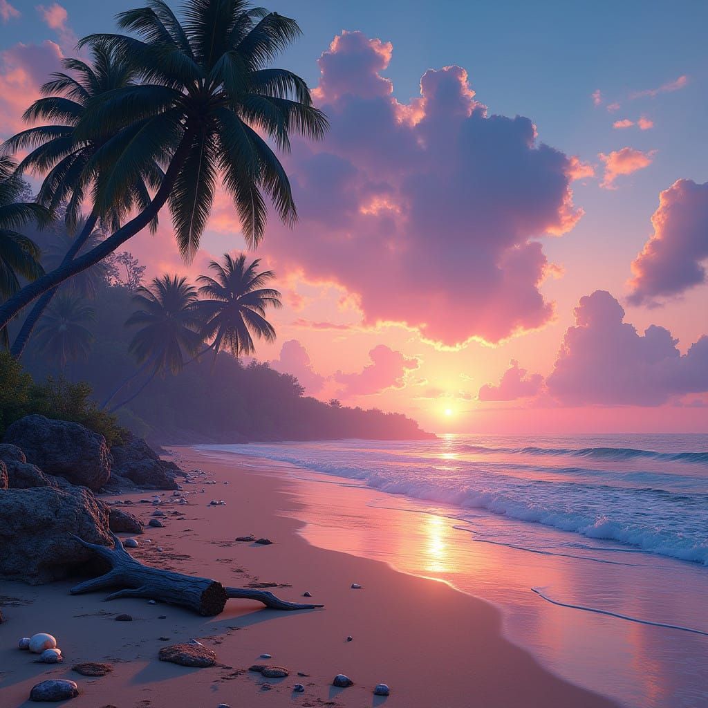 Dreamlike Beachscape at Sunset