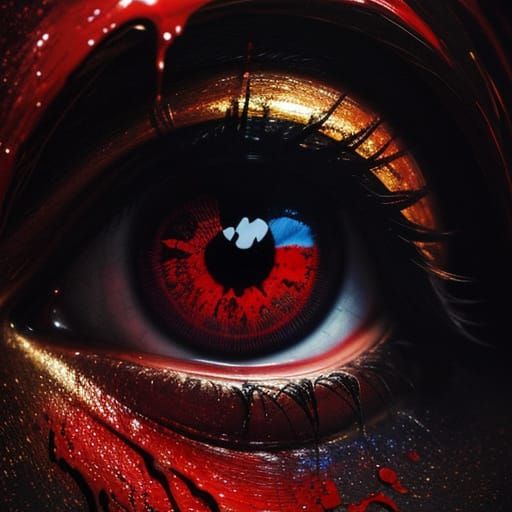 Blood Tears in Vivid Oil Painting