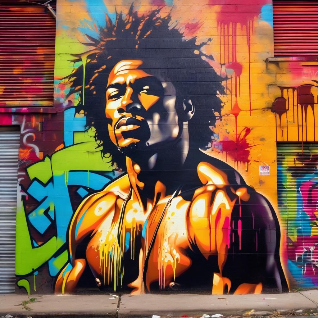 Urban Graffiti: Handsome Man in Street Art Style