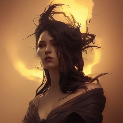 Detailed Portrait of a Black Witch in Digital Art Style