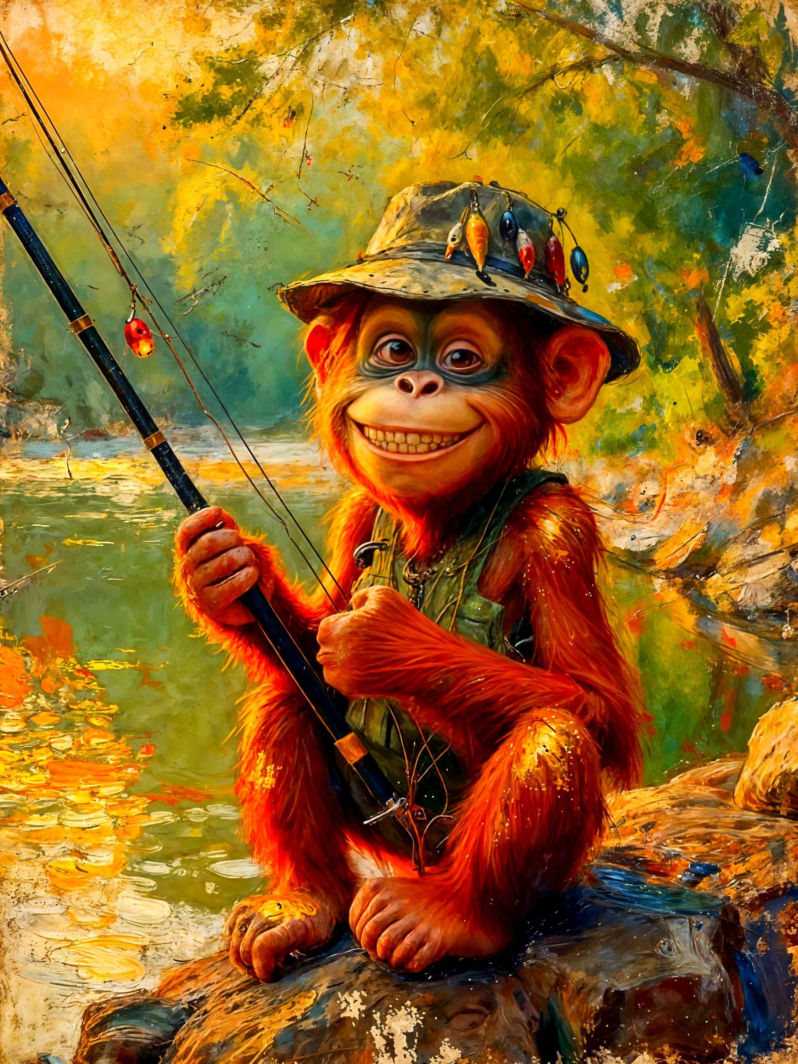 Orangutan Angler: Abstract Portrait in Ektachrome Style