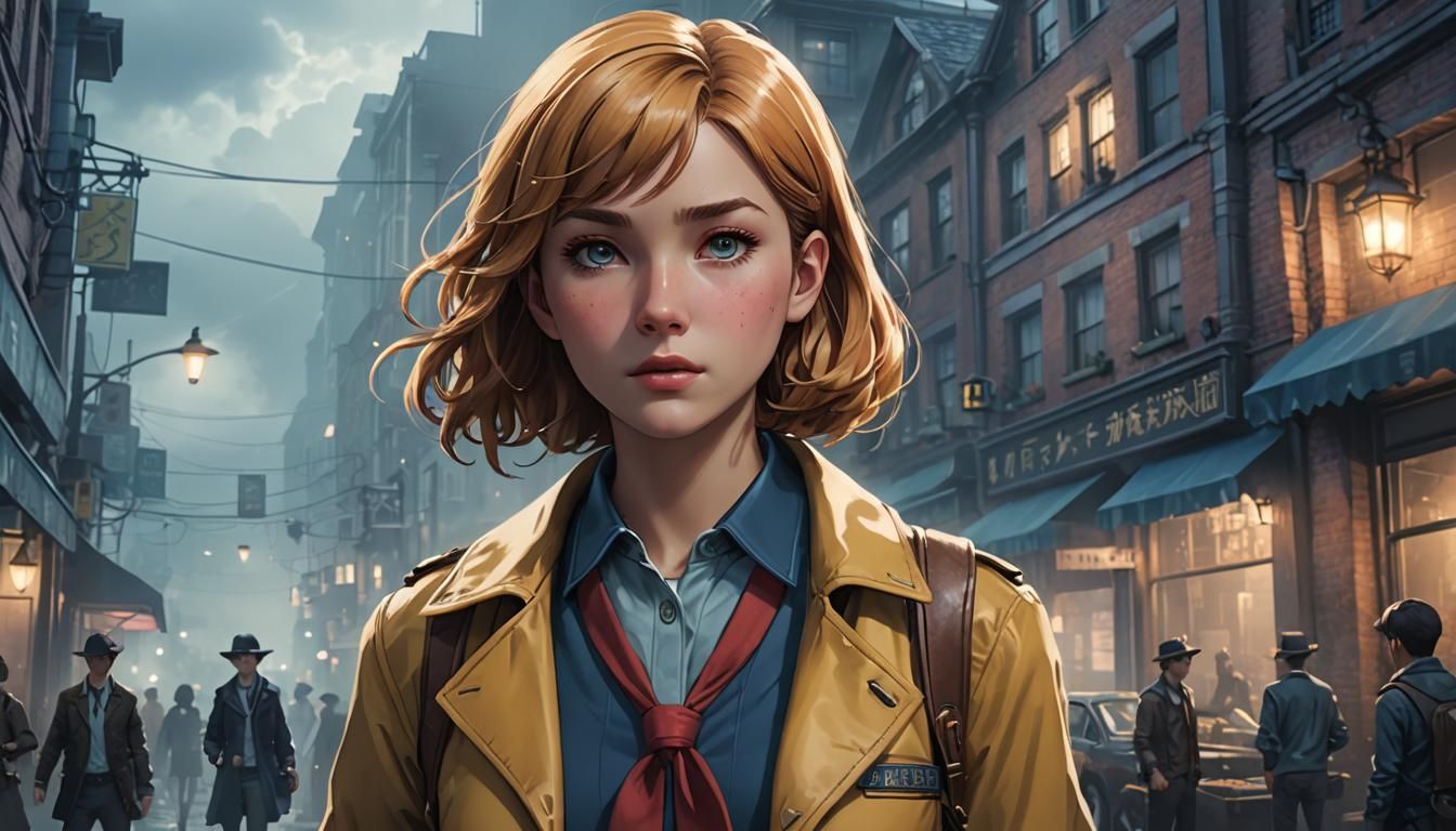 Nancy Drew in Misty Scene, 3D Anime Art
