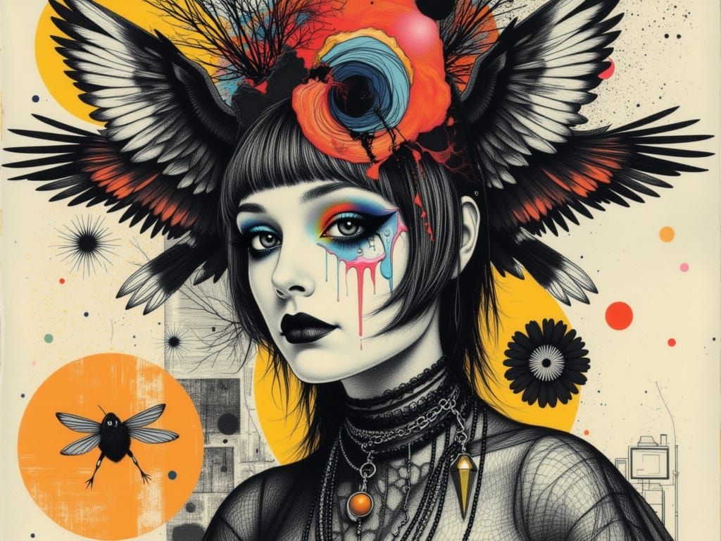 Cool Punk Girl in Abstract Gothic Style