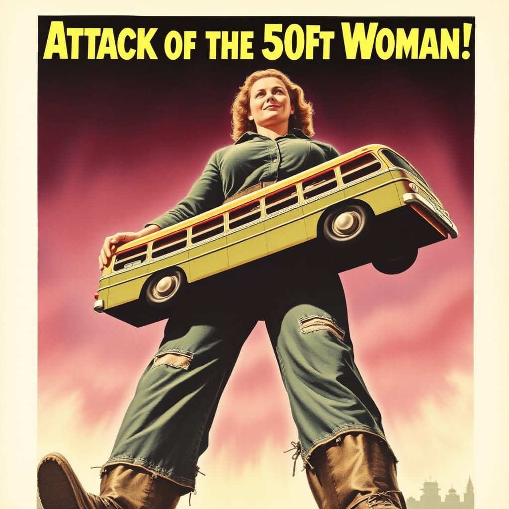 1950s Movie poster for Attack of the 50ft Woman