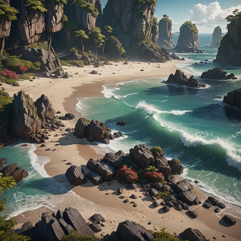 Fantastical Wild Beach in Detailed Matte Painting
