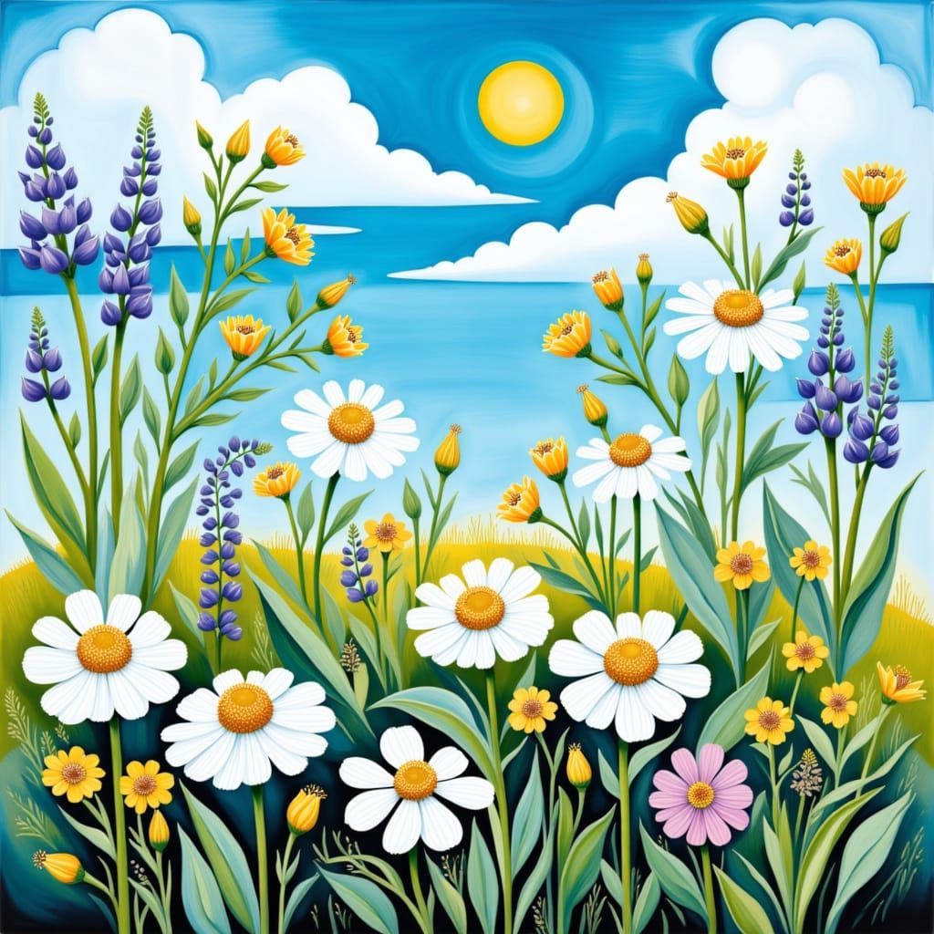 Blossoming Summer Scene in Scandinavian Style