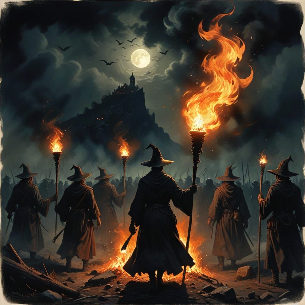 Torch-Lit Mob Scene of Hatred and Fear