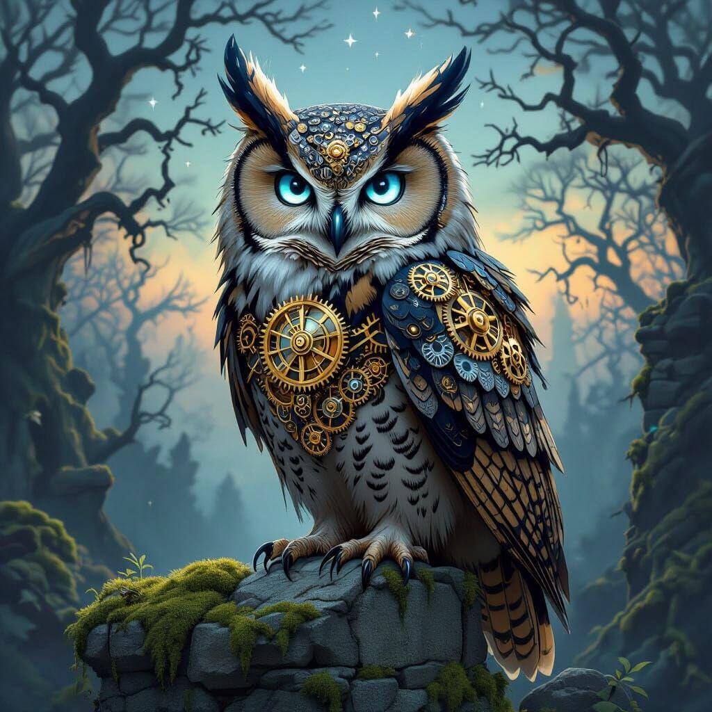 Clockwork Owl on Ruin in Twilight Forest