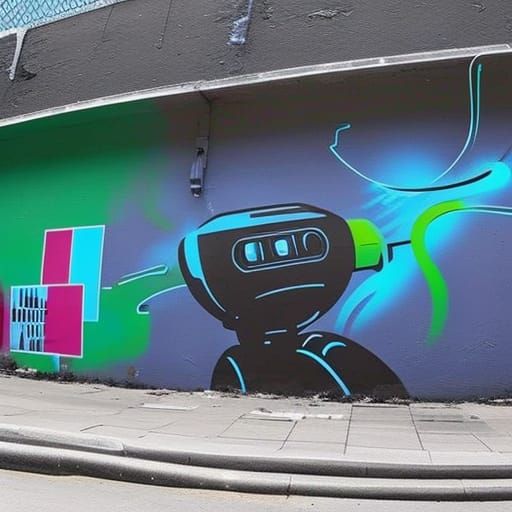 AI Chatbot Graffiti Art Captured on Security Camera