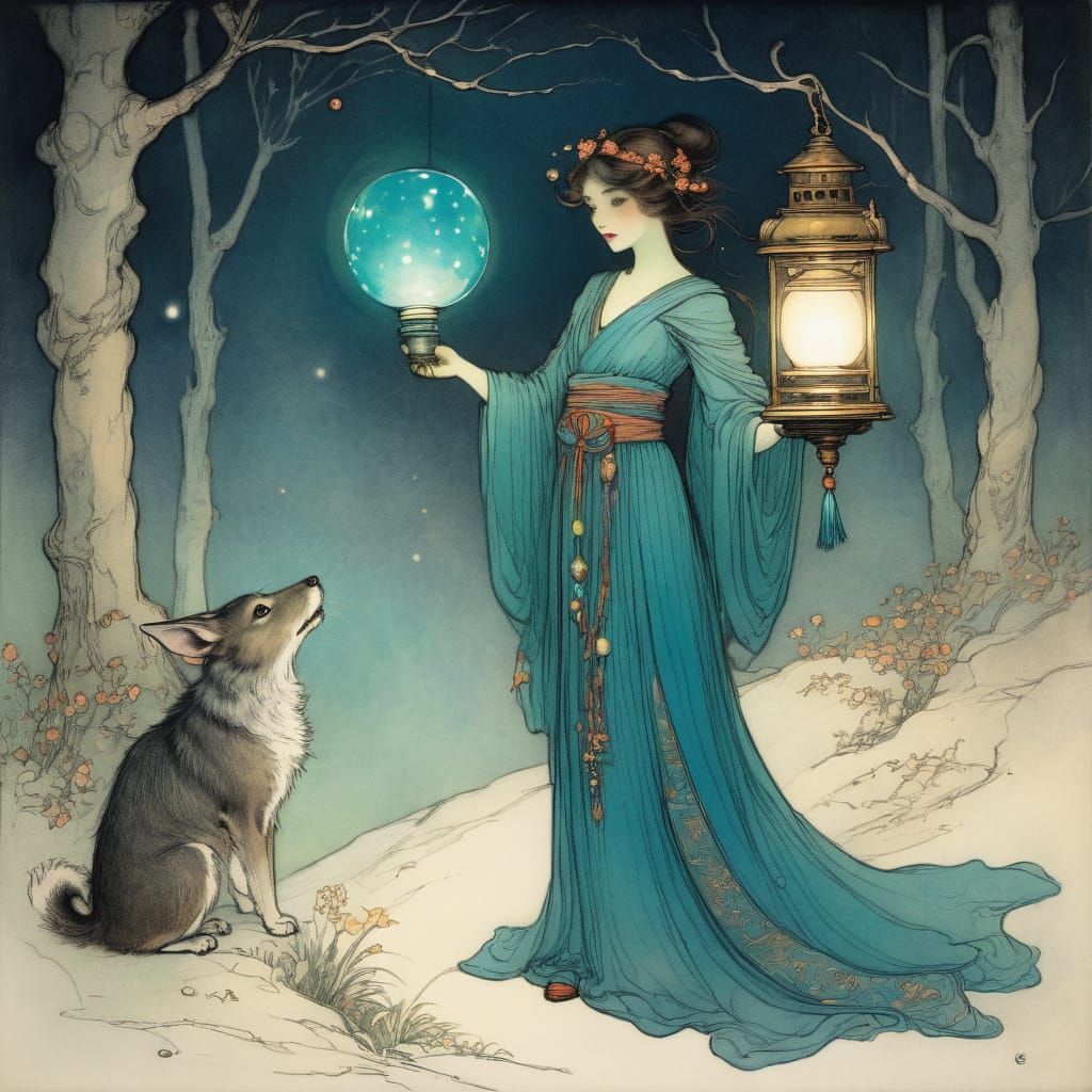 Magical Lantern in the Style of Warwick Goble