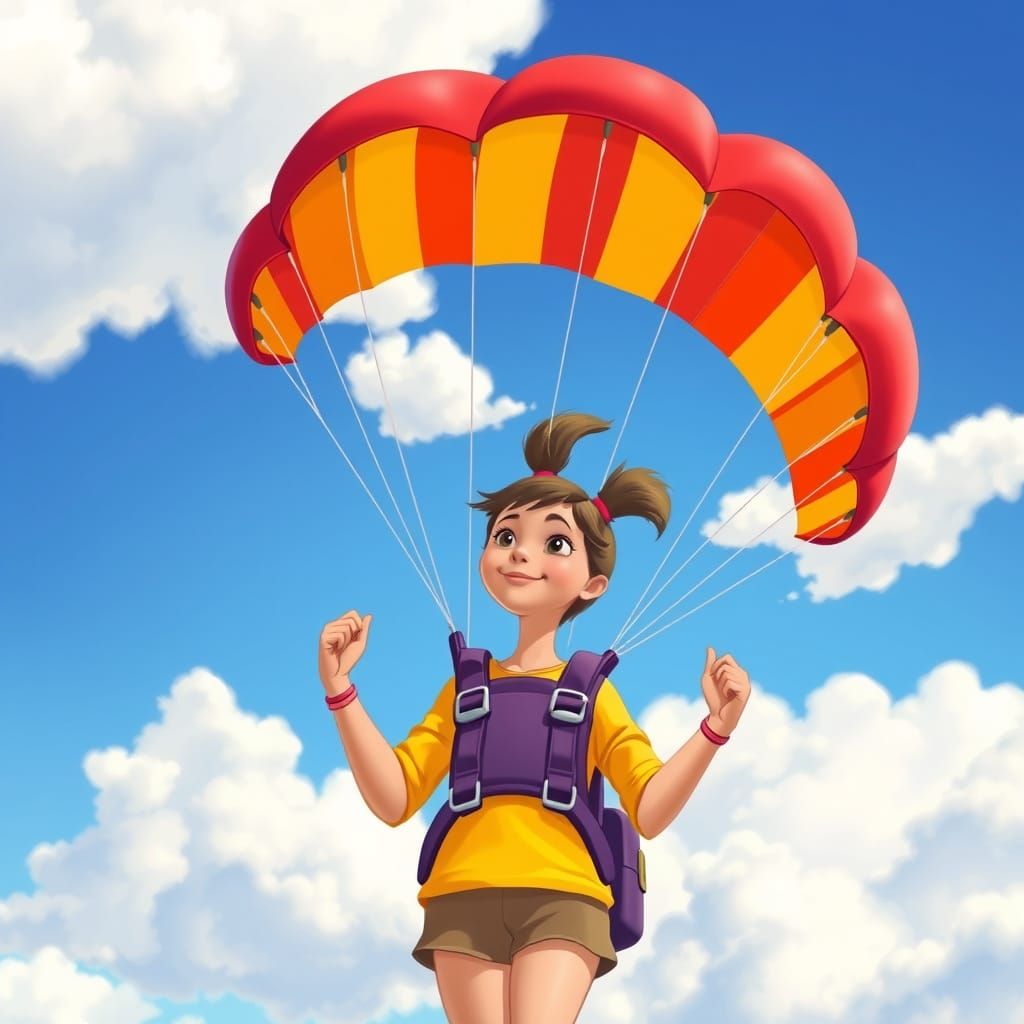 Girl with Parachute in Classic Disney 2D Animation