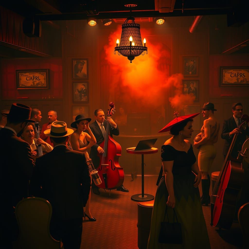 1920s Speakeasy Scene in Film Noir Style