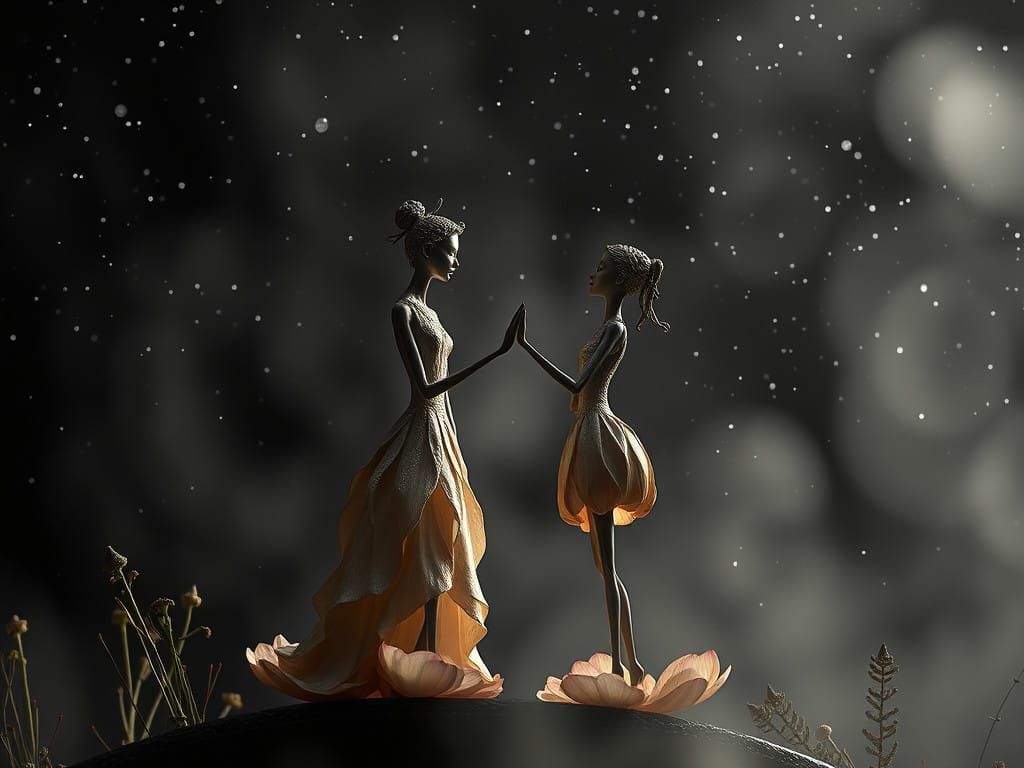 Lucas & Portia Petallic Humanoid Stick-Figures