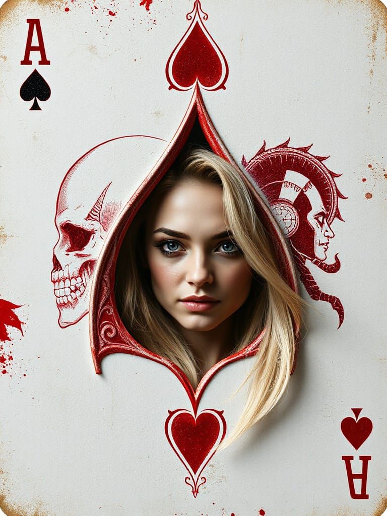 3D Playing Card Emerges From Hole in Realistic Film Style