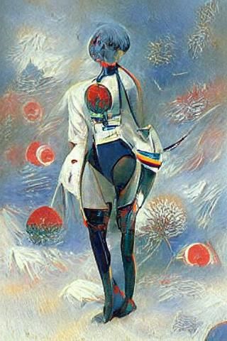 Rei Ayanami in Retrofuturistic Cyberpunk Style