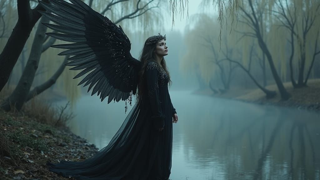 Ethereal Angel of Death in Dark Surrealism Style