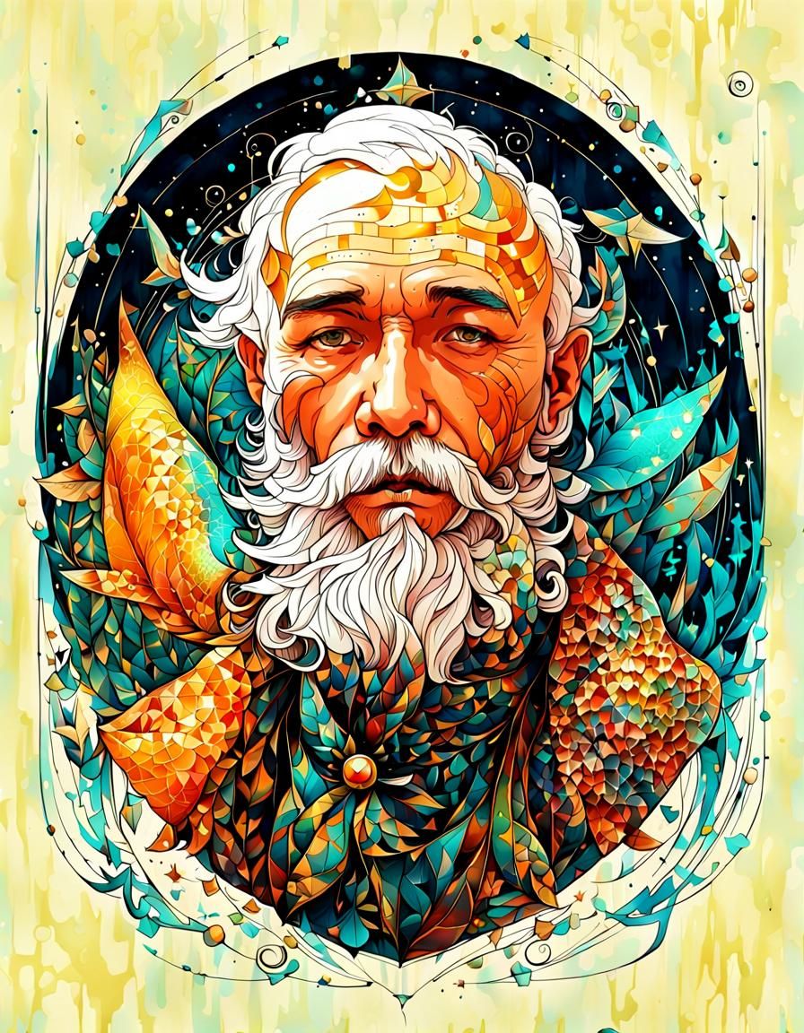 Detailed Portrait of an Old Sailor in Digital Painting Style