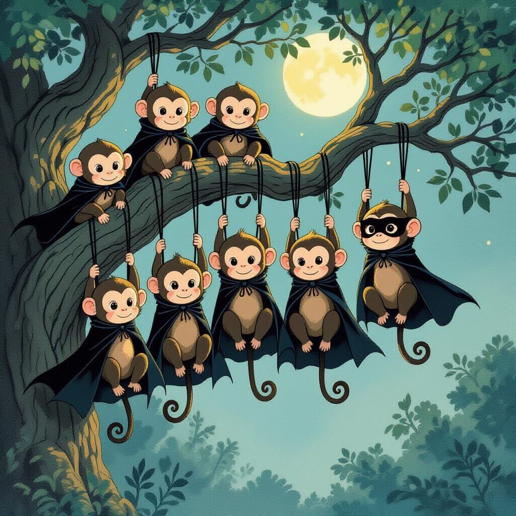 Monkeys in Capes Pretending to be Bats