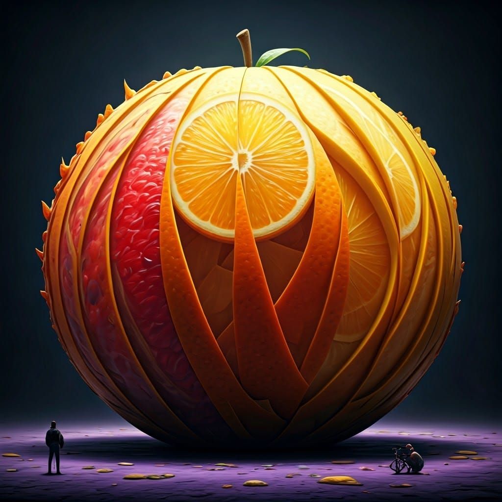 Giant Abstract Fruit in Dark Fantasy Style