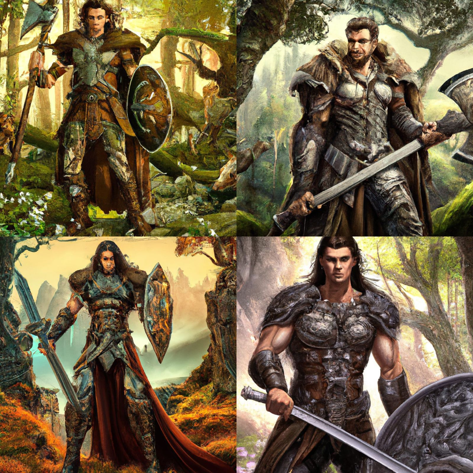 Viking Warrior with Axe in Ornate Forest