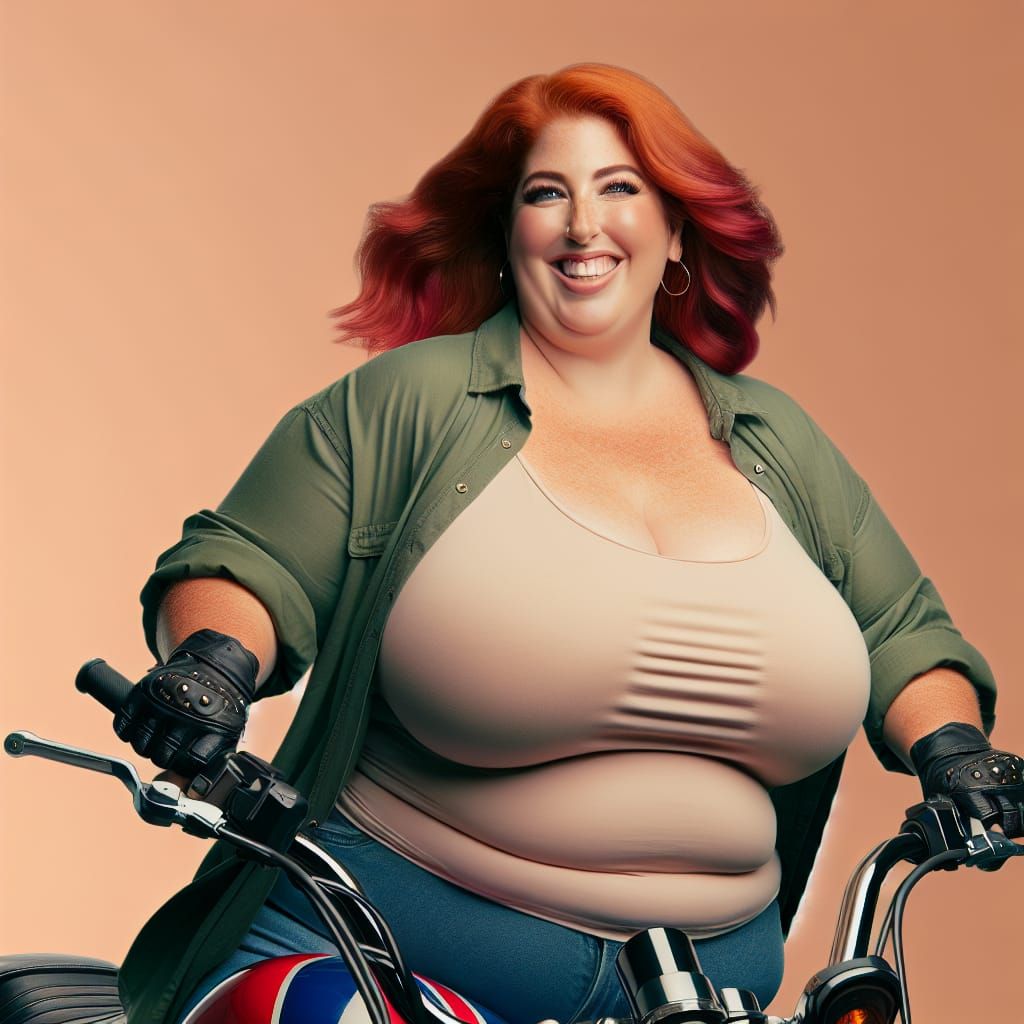 Curvy Woman Rides Motorcycle with Confidence